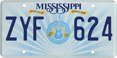 MS license plate ZYF624
