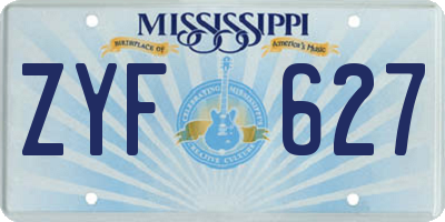 MS license plate ZYF627