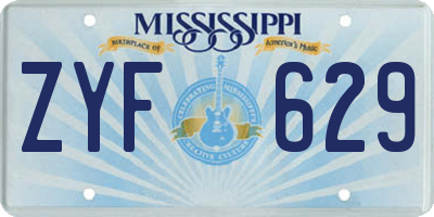 MS license plate ZYF629