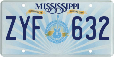 MS license plate ZYF632