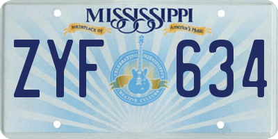 MS license plate ZYF634