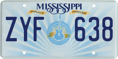 MS license plate ZYF638