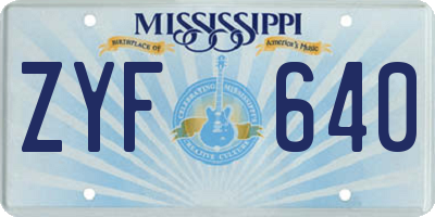 MS license plate ZYF640