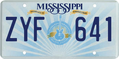MS license plate ZYF641