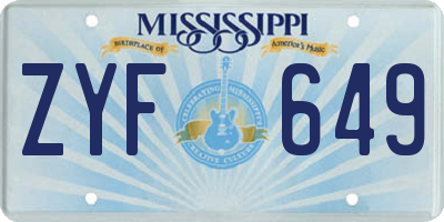 MS license plate ZYF649