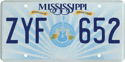 MS license plate ZYF652