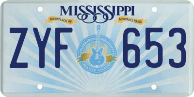 MS license plate ZYF653