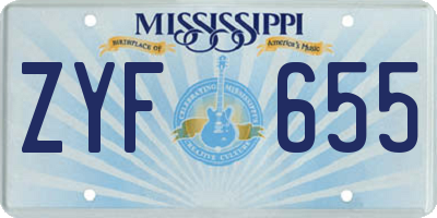 MS license plate ZYF655