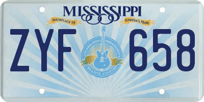 MS license plate ZYF658