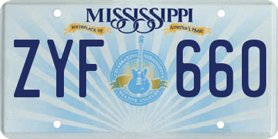 MS license plate ZYF660