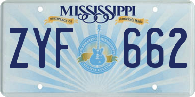 MS license plate ZYF662
