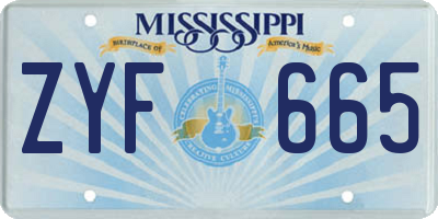MS license plate ZYF665