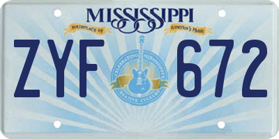 MS license plate ZYF672