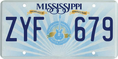 MS license plate ZYF679