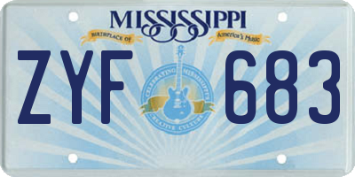MS license plate ZYF683