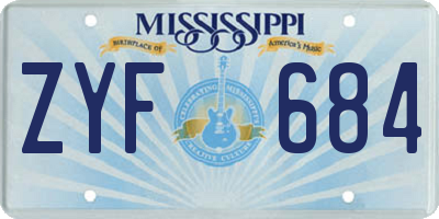 MS license plate ZYF684