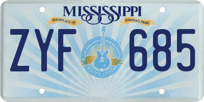 MS license plate ZYF685