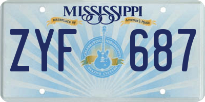 MS license plate ZYF687