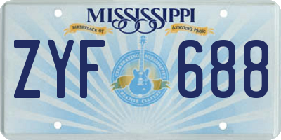 MS license plate ZYF688