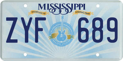 MS license plate ZYF689
