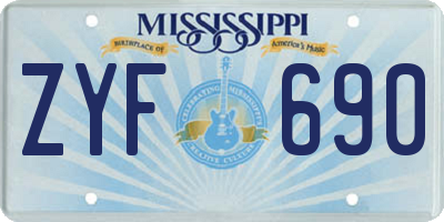 MS license plate ZYF690