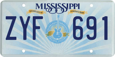 MS license plate ZYF691