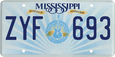 MS license plate ZYF693