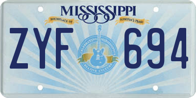 MS license plate ZYF694