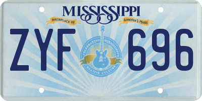 MS license plate ZYF696