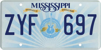 MS license plate ZYF697