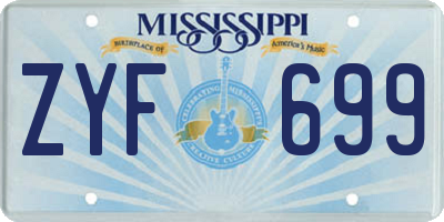 MS license plate ZYF699
