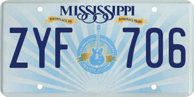 MS license plate ZYF706