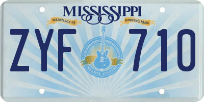 MS license plate ZYF710