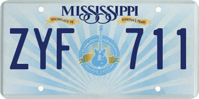 MS license plate ZYF711