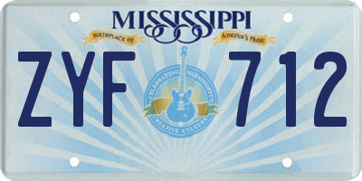 MS license plate ZYF712