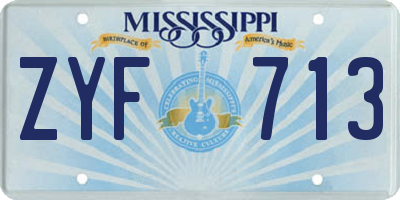MS license plate ZYF713