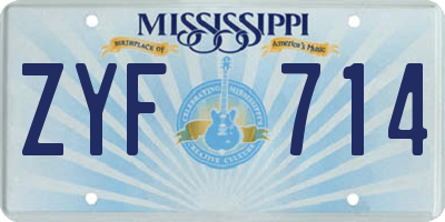 MS license plate ZYF714