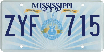 MS license plate ZYF715