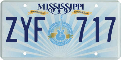 MS license plate ZYF717