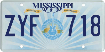 MS license plate ZYF718