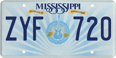 MS license plate ZYF720