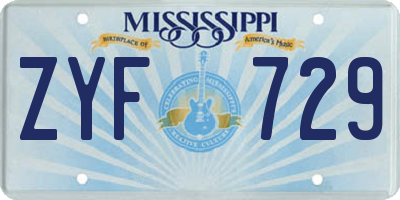 MS license plate ZYF729