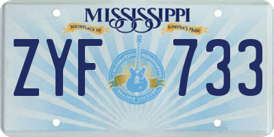 MS license plate ZYF733