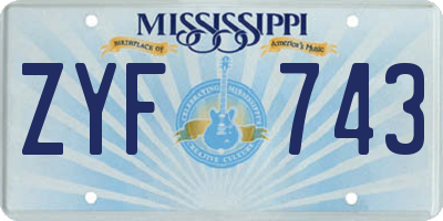 MS license plate ZYF743