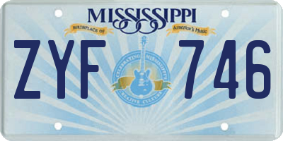 MS license plate ZYF746
