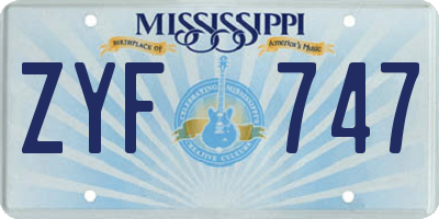 MS license plate ZYF747