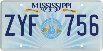 MS license plate ZYF756
