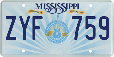MS license plate ZYF759