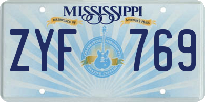 MS license plate ZYF769