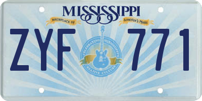 MS license plate ZYF771